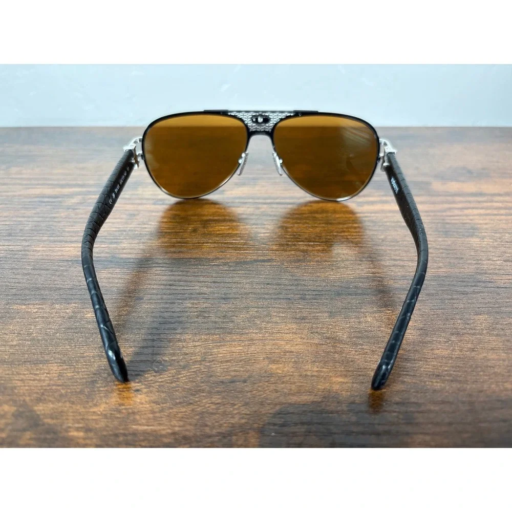 Bugatti Sunglasses BK/SS 63015-147 Black Silver Aviator Brown Lens Made in Japan